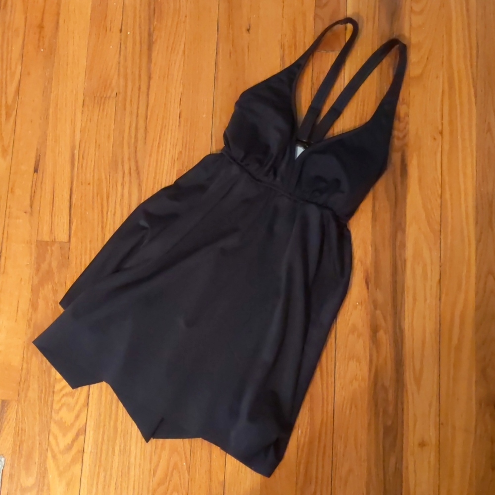 Venus black asymmetrical bathing suit top